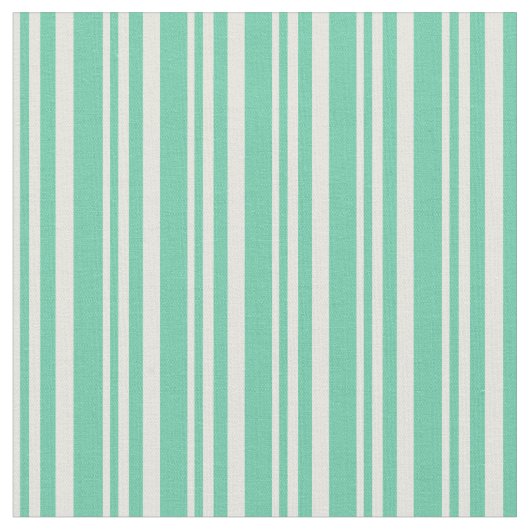 Beige & Aquamarine Lined Pattern Stof (Close Up)