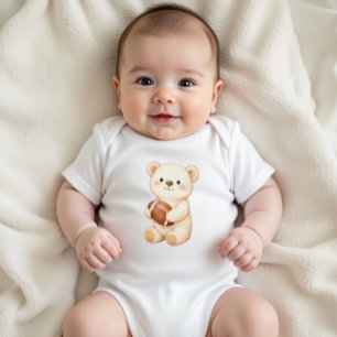 Beige aquarel teddybeer met American Football Romper