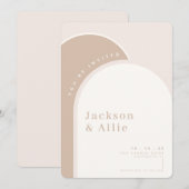 Beige Arch Boho Minimalist Wedding Uitnodiging (Voorkant / Achterkant)