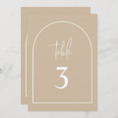 Beige Arch Minimal Baptism Table Number Kaart (Voorkant / Achterkant)