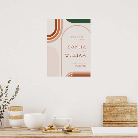 Beige Arch Wedding Welcome Sign Poster (Keuken)