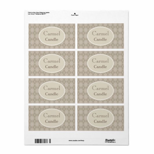 Beige Argyle Aangepaste labels (Full Sheet)