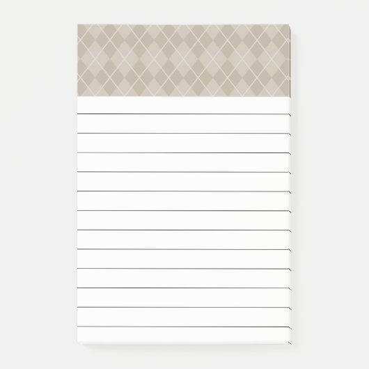 Beige Argyle Post It Notes (Voorkant)