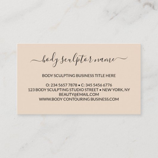 Beige Art Body sculpende contouren esthetica Visitekaartje (Achterkant)