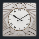 Beige Art Deco klok - Stijlvolle Abstracte lijnen<br><div class="desc">"Art Deco Clock",  "Art Nouveau Clock",  "White Cream Light Beige",  "1920s geometric symmetrical lines",  "Stylish Sophisticated 1920 Style",  "Smart Grey Luxury",  "Retro  luxueus antiek",  "Elegant Line Pattern Design",  "Glamorous Glam Square Clock",  "Classy Classic Neutral Glamour"</div>