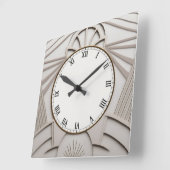 Beige Art Deco klok - Stijlvolle Abstracte lijnen (Hoek)