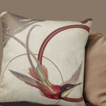 Beige Artistieke Hummingbird Design | Maroon