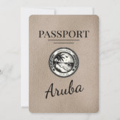 Beige Aruba Passport Uitnodiging voor bruiloft (Achterkant)