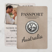 Beige Australia Passport Bewaar de datum Save The Date (Voorkant / Achterkant)