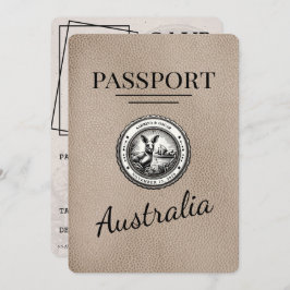 Beige Australia Passport Bewaar de datum Save The Date