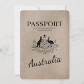 Beige Australië Paspoort Uitnodiging voor de bruil (Achterkant)