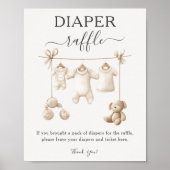 Beige Baby Clothes And Toys Diaper Raffle Sign Poster (Voorkant)