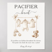Beige Baby Clothes And Toys Pacifier Hunt Sign Poster (Voorkant)