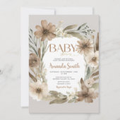 Beige Baby in Bloom Flowers Meisje Baby shower Kaart (Voorkant)