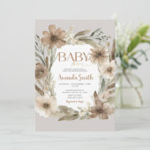 Beige Baby in Bloom Flowers Meisje Baby shower Kaart (Staand voorkant)