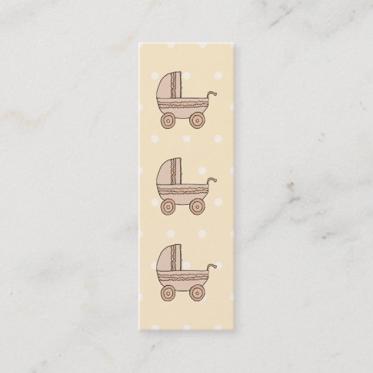 Beige Baby Pram. Op spotty background. Mini Visitekaartje (Voorkant)