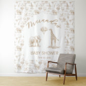 Beige baby shower banner safari toile wandkleed (In situ)
