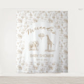 Beige baby shower banner safari toile wandkleed (Voorkant)