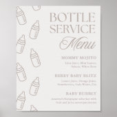 Beige baby shower fleservice drankmenu bord poster (Voorkant)