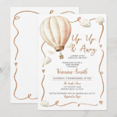 Beige Baby shower hete luchtballon, omhoog en weg Kaart (Voorkant / Achterkant)
