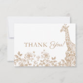 Beige Baby shower Toile Safari Bedankt Card (Voorkant)