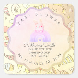 BEIGE babyshower Adorable cute Celebration  Vierkante Sticker