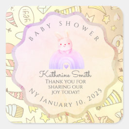 BEIGE babyshower Adorable cute Celebration Vierkante Sticker