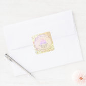 BEIGE babyshower Adorable cute Celebration  Vierkante Sticker (Envelop)