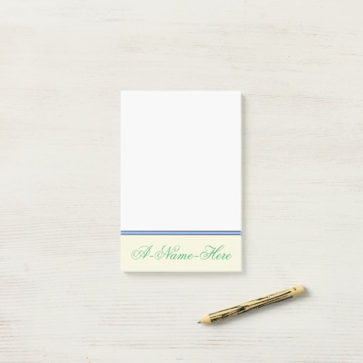 Beige Background met Zee Green Elegant Name Post-it® Notes (Op bureau)