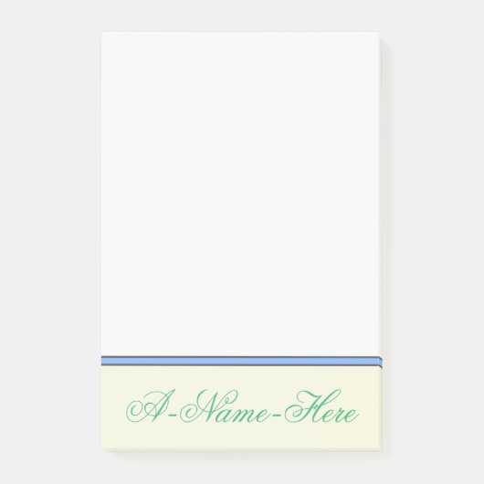 Beige Background met Zee Green Elegant Name Post-it® Notes (Voorkant)