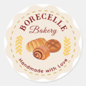 Beige Bakery bedrijfssticker Ronde Sticker (Voorkant)