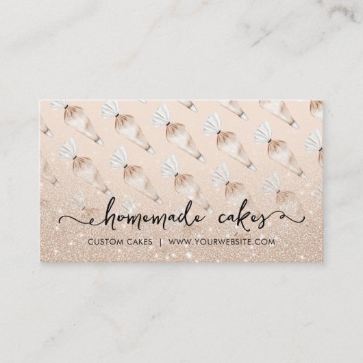Beige Bakery Design Pastry Bag Glitz Visitekaartje (Voorkant)