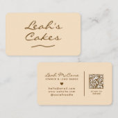 Beige Bakery Modern QR Code Zakelijke Kaart Visitekaartje (Voorkant / Achterkant)