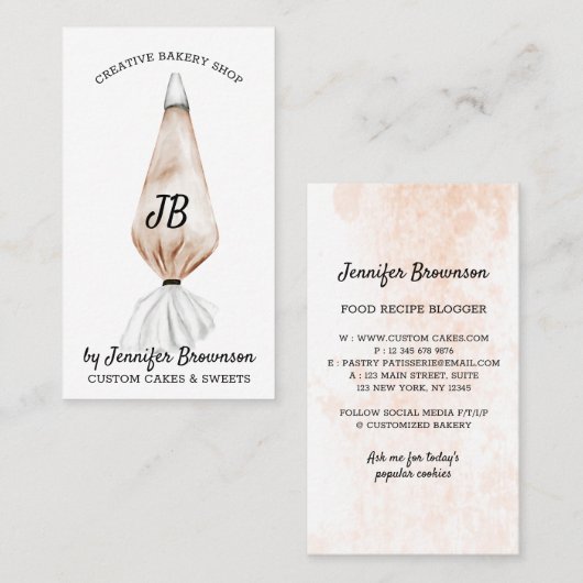 Beige Bakery Whip Pastry Visitekaartje (Voorkant / Achterkant)