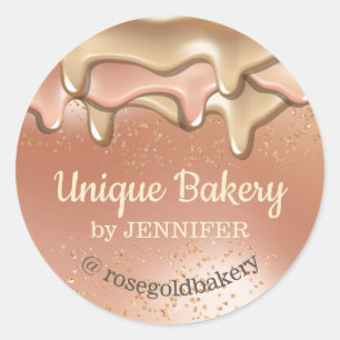 Beige Bakkerij Abstracte Druppelende Make-up Ronde Sticker