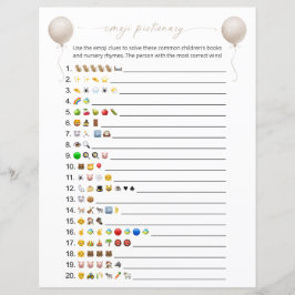 Beige ballon emoji boeken baby douche spel