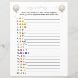 Beige ballon emoji Pictionary baby shower spel
