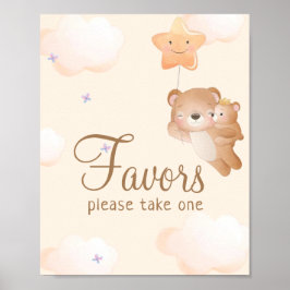Beige Ballon Teddy Bear Baby shower Favorieten Poster