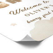 Beige ballonnen Teddy Bear Eerste Verjaardag Welko Poster (Hoek)