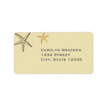 Beige Beach thema Starfish retouradres Label