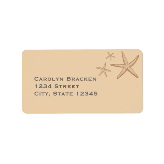 Beige Beach thema Starfish retouradres Label (Voorkant)