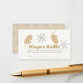 Beige Beanie Baby shower Luier Raffle Ticket Informatiekaartje