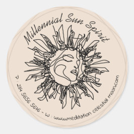 Beige Beauty Vrouwelijke Spa Make-up Gezicht Zon Ronde Sticker