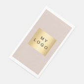 Beige bedrijfslogo servet (Hoek)