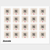 Beige bedrijfsnaam qr code instagram vierkante sticker (Vel)