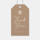 Beige Beer Baby shower Dank u Cadeau Labels Cadeaulabel (Voorkant)
