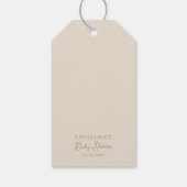 Beige Beer Baby shower Dank u Cadeau Labels Cadeaulabel (Achterkant)