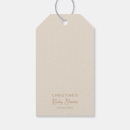 Beige Beer Baby shower Dank u Cadeau Labels Cadeaulabel (Achterkant)