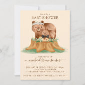 Beige Beer Waterverf mammie Baby shower Boy Kaart (Voorkant)