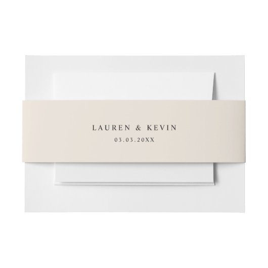 Beige Belly Band Invitation Belly Band Uitnodigingen Wikkel (Voorkant Voorbeeld)